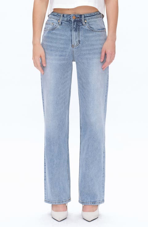 Dalila Relaxed High Waist Straight Leg Jeans (Ice Blue)