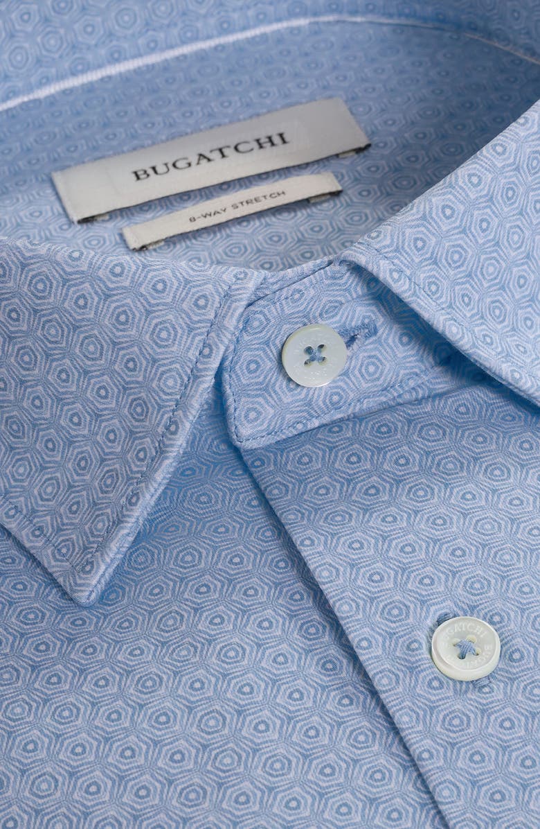 Bugatchi Jules OoohCotton<sup>®</sup> Honeycomb Print Button-Down Shirt, Alternate, color, Sky