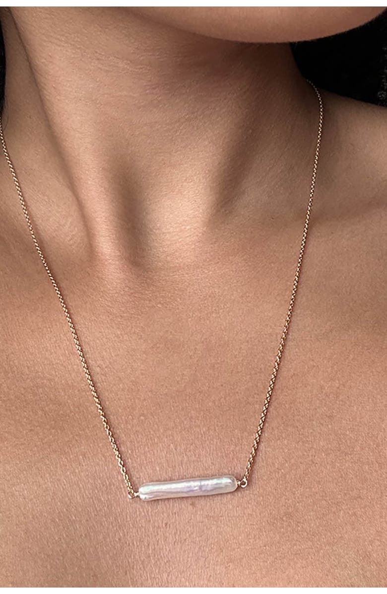 Astor & Orion Maris Pearl Bar Necklace, Alternate, color, Gold