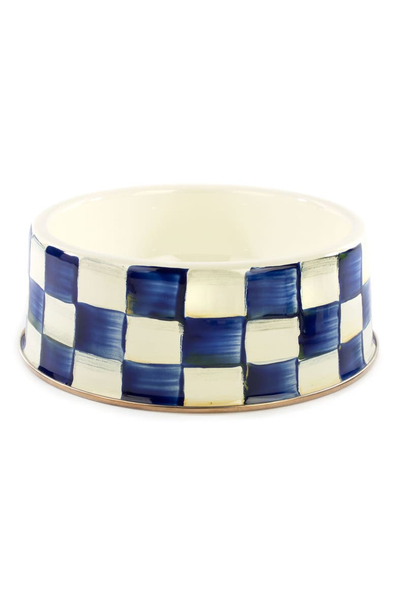 MACKENZIE CHILDS Large Royal Check Pet Dish, Main, color, Royal