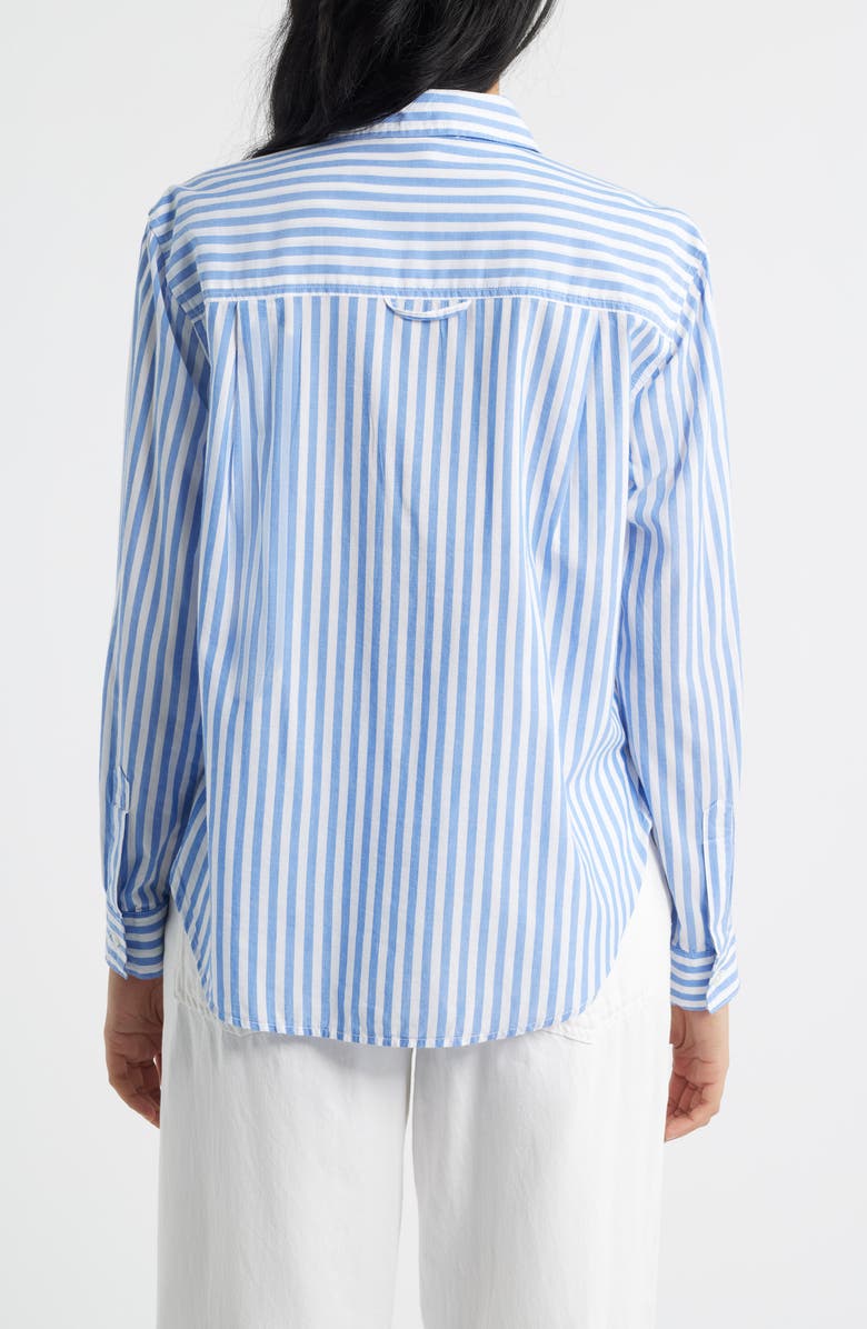 beachlunchlounge Campbell Directional Stripe Long Sleeve Cotton Blend Button-Up Shirt, Alternate, color, Blue Iguana