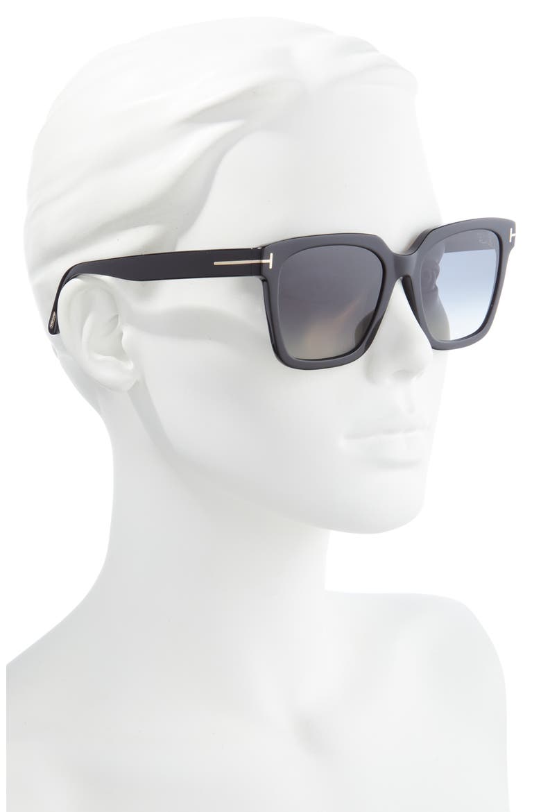 Selby 55mm Square Sunglasses, Alternate, color, BLACK