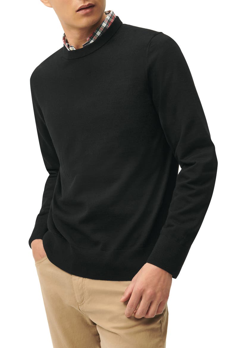 Merino Wool Crewneck Sweater, Main, color, BLACK
