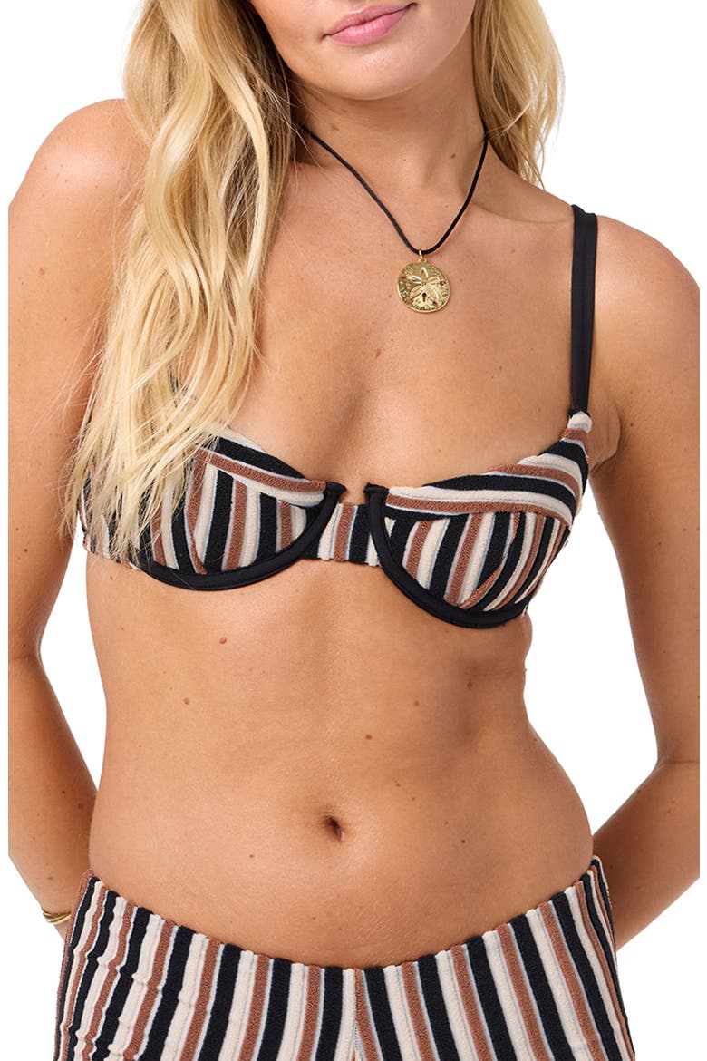 Sand Dollar Stripe Underwire Bikini Top, Main, color, BLACK