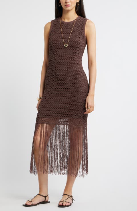 Sleeveless Fringe Knit Dress
