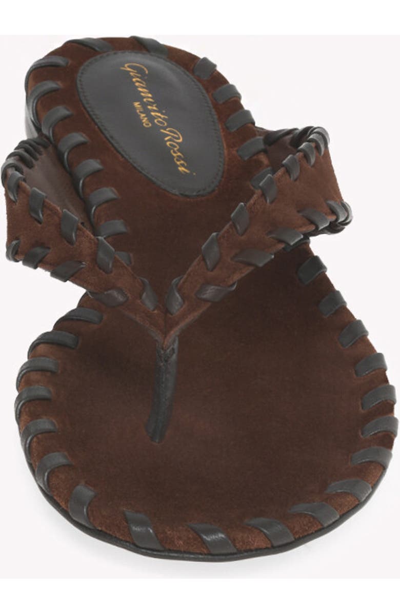 Gianvito Rossi Zaira Thong Flat Sandal, Alternate, color, Brown Suede