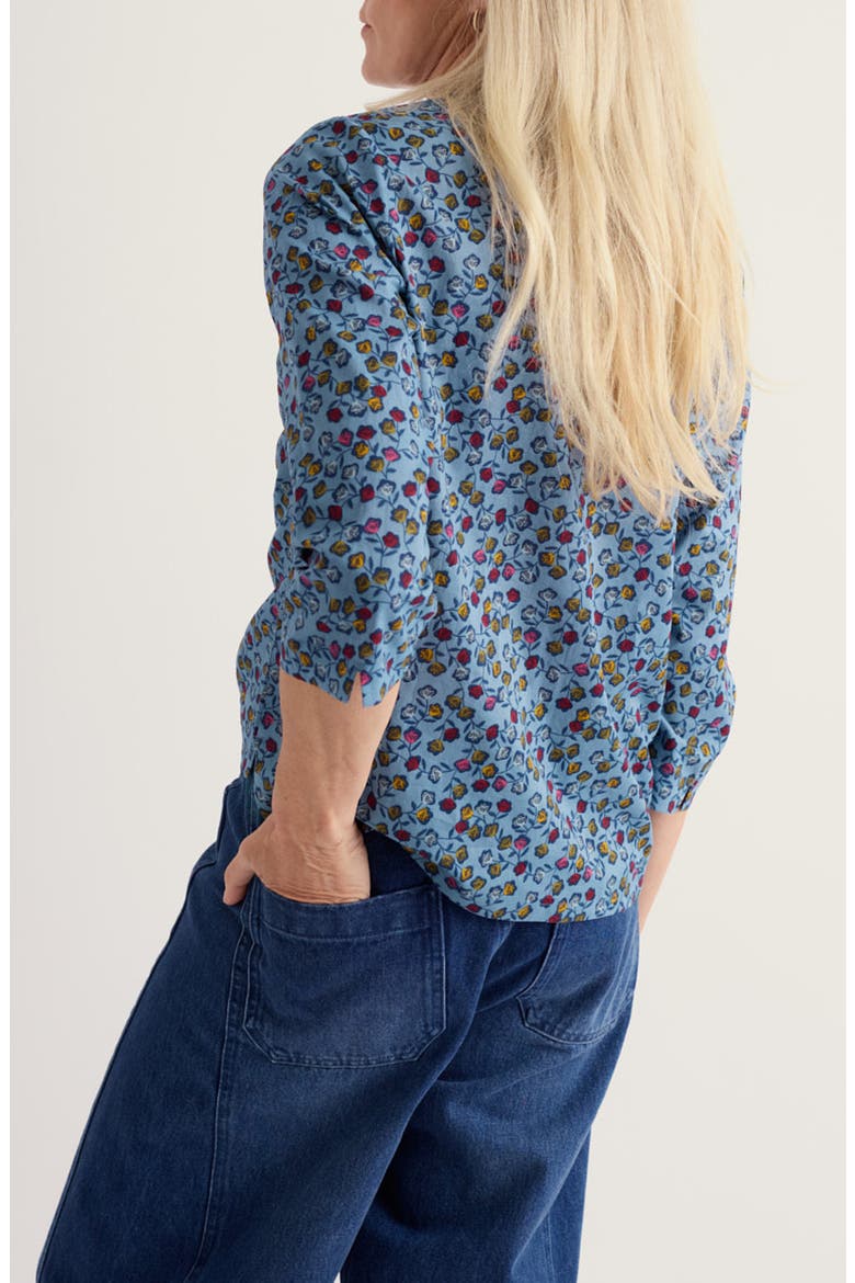 Watercolour Sketch Organic Cotton Top, Alternate, color, SKETCHED BUDS CADET