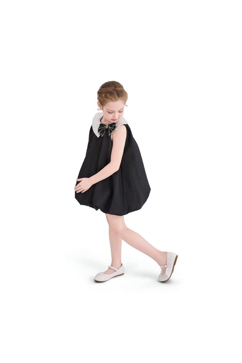 Elegant Bow Contrast Dress, Alternate, color, Black