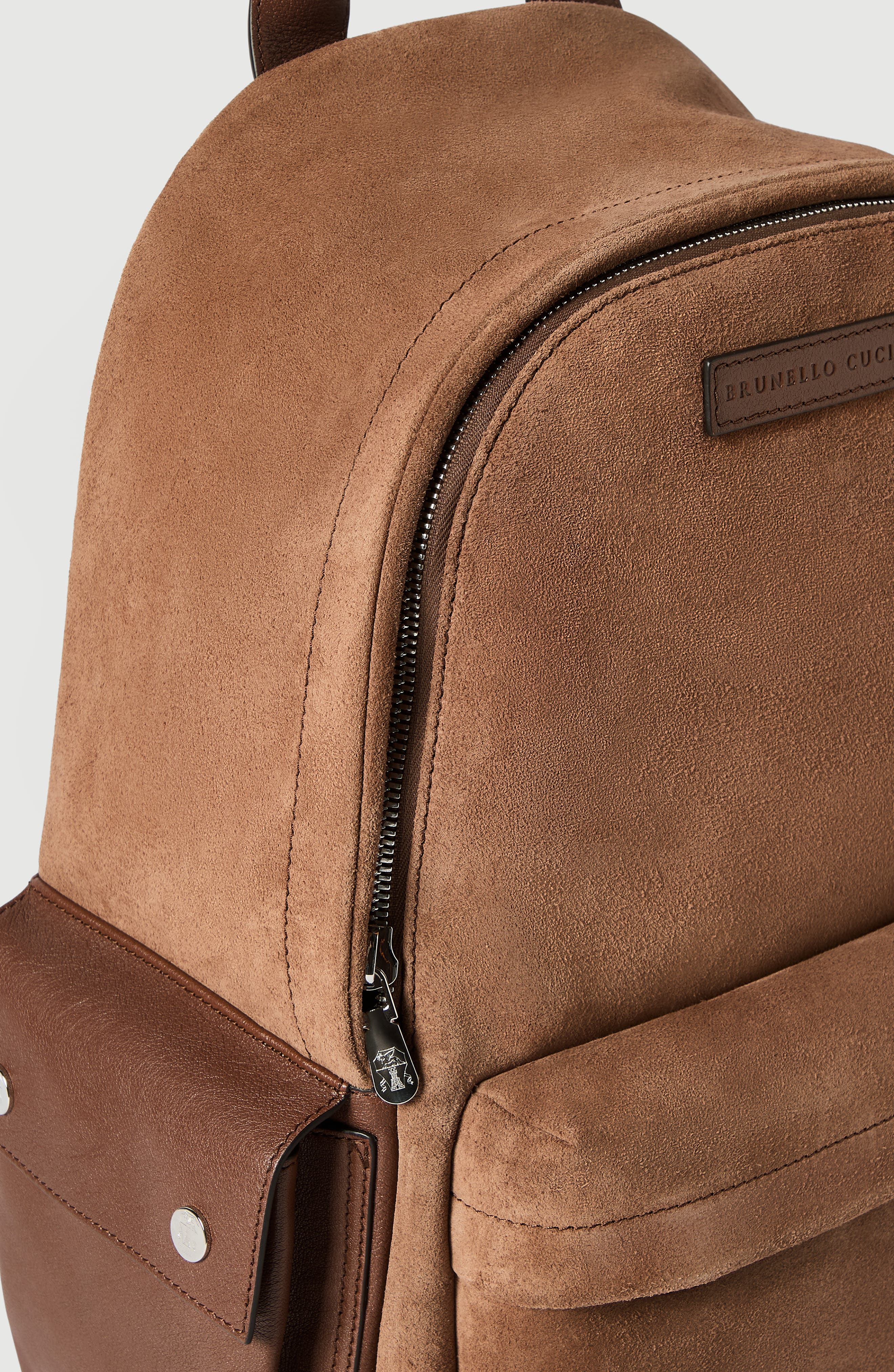 Brunello Cucinelli Buffalo leather backpack, Alternate, color, Tobacco