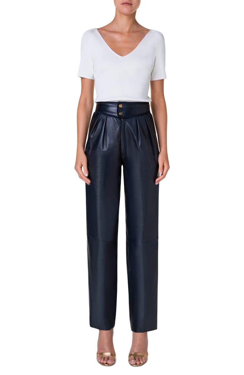 Akris Double V-Neck Short Sleeve Sweater, Alternate, color,