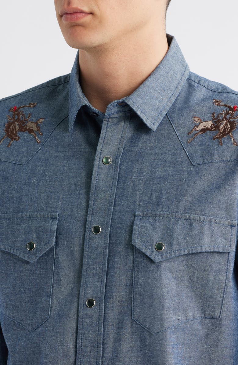 Pendleton Gambler Embroidered Snap-Up Chambray Shirt, Alternate, color, 