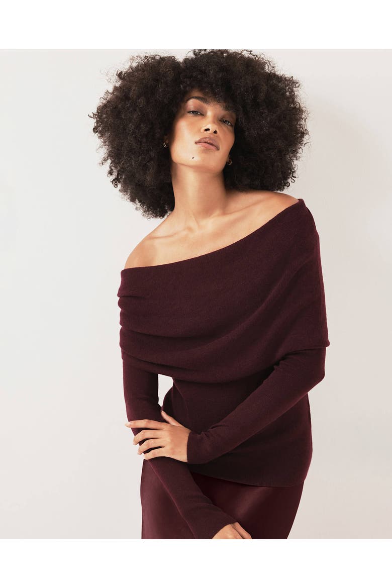 Bardot Knit Top, Alternate, color, Burgundy