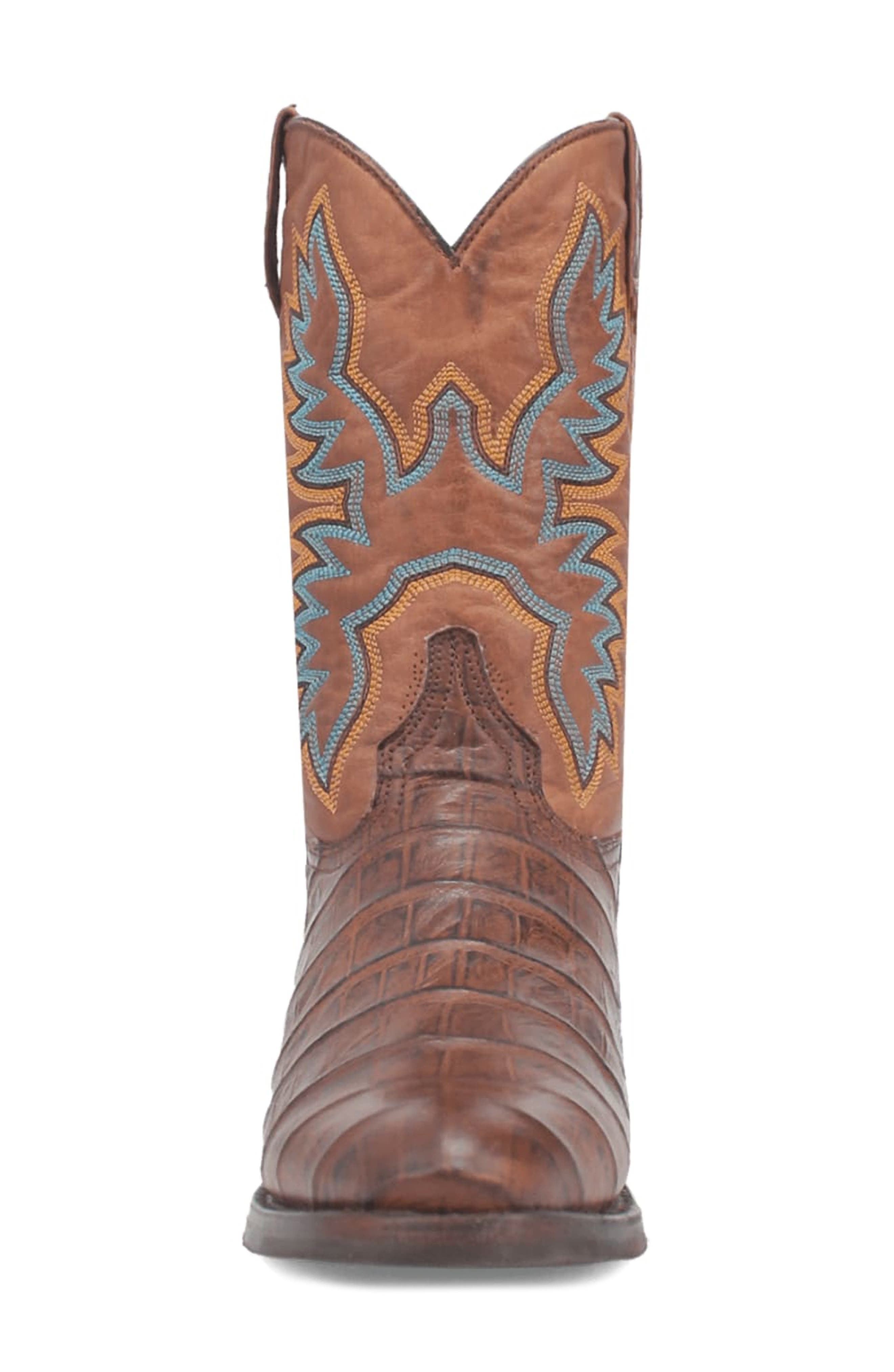 Dingo Trail Boss Alligator Embossed Cowboy Boot, Alternate, color, Brown