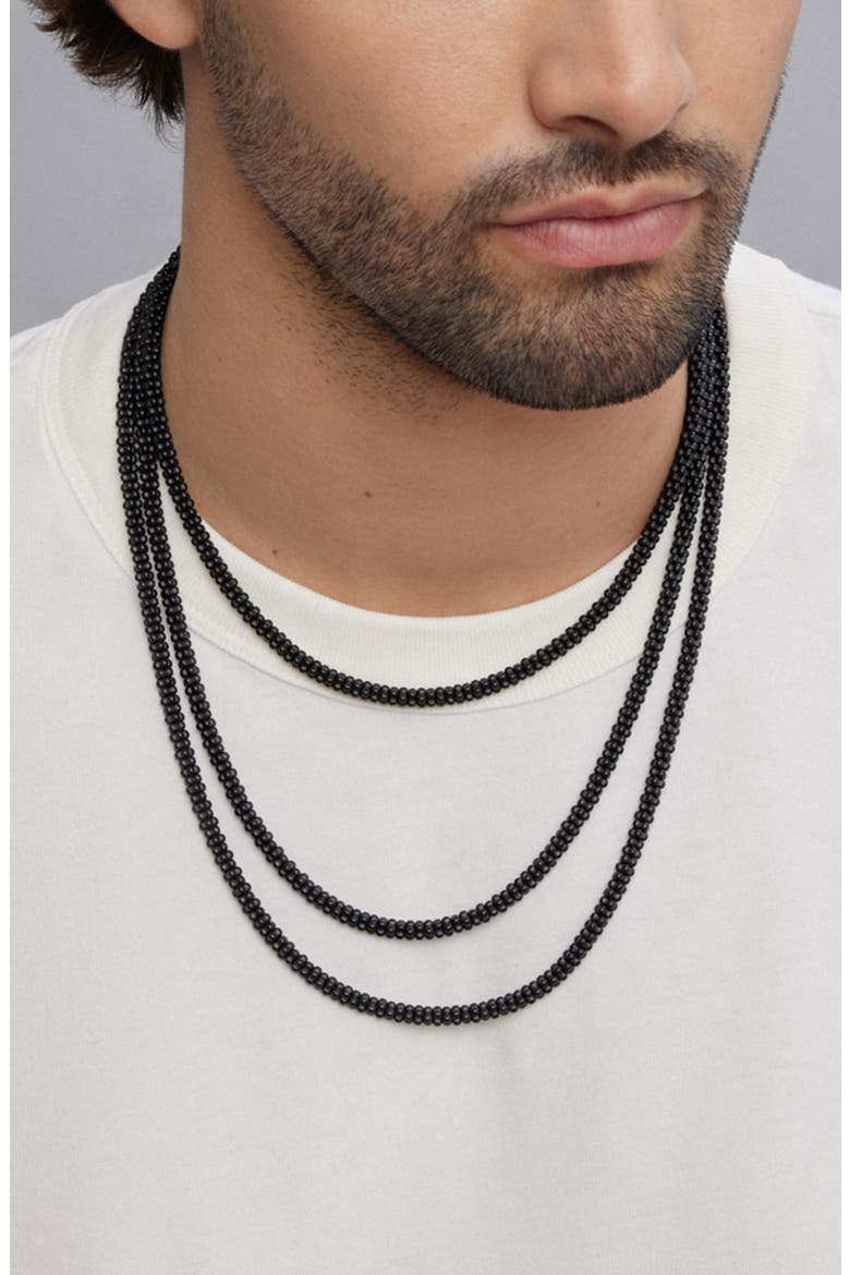 Matte Black Caviar Ceramic Beaded Necklace, Alternate, color, BLACK