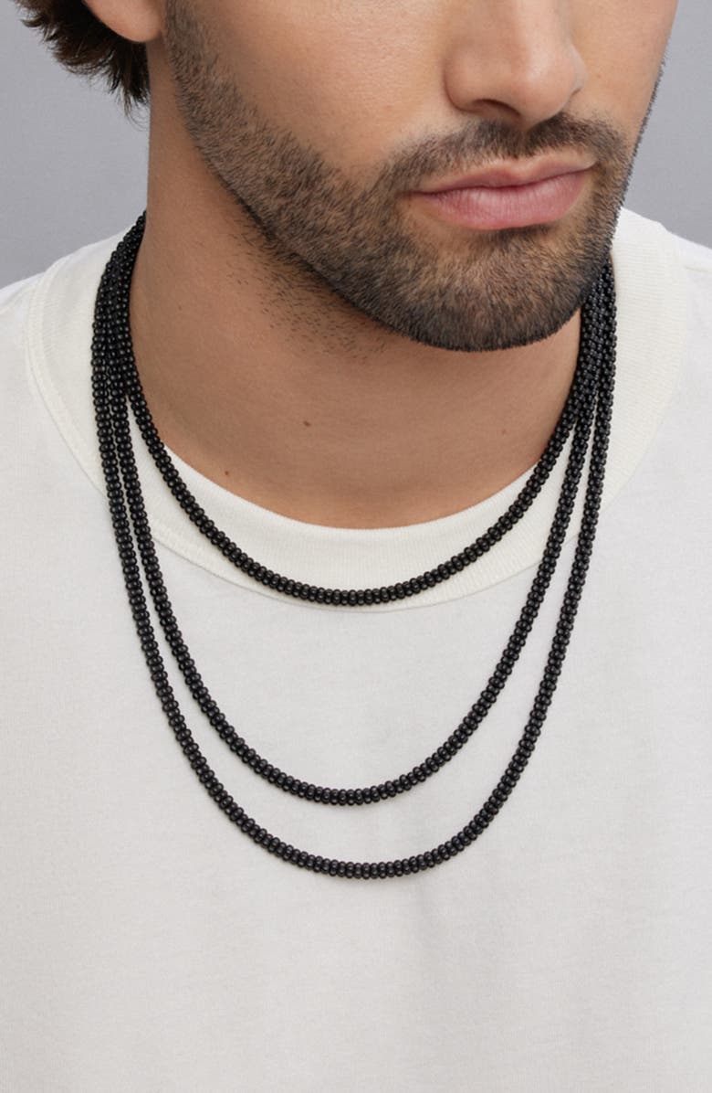 LAGOS Men's Matte Black Caviar Ceramic Beaded Necklace, Alternate, color, Black