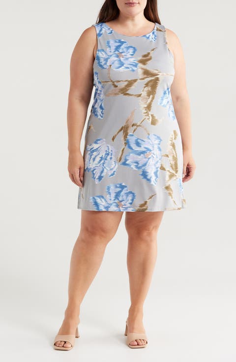 Floral Sleeveless Shift Dress (Plus)