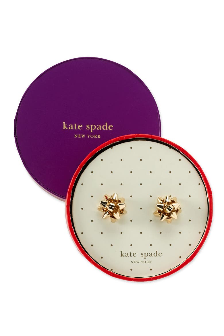 kate spade 'bourgeois bow' stud earrings, Alternate, color, GOLD
