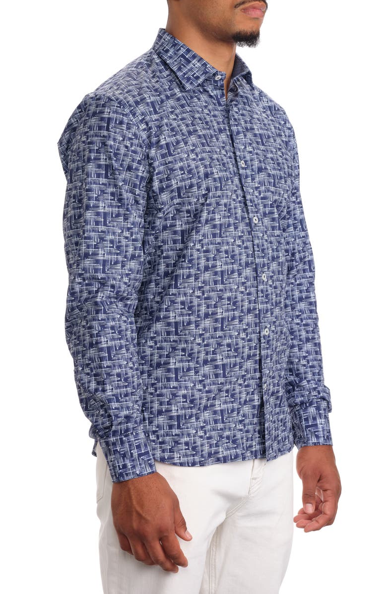 STUDIO GARNET LOS ANGELES Geometric Print Cotton Button-Up Shirt, Alternate, color,