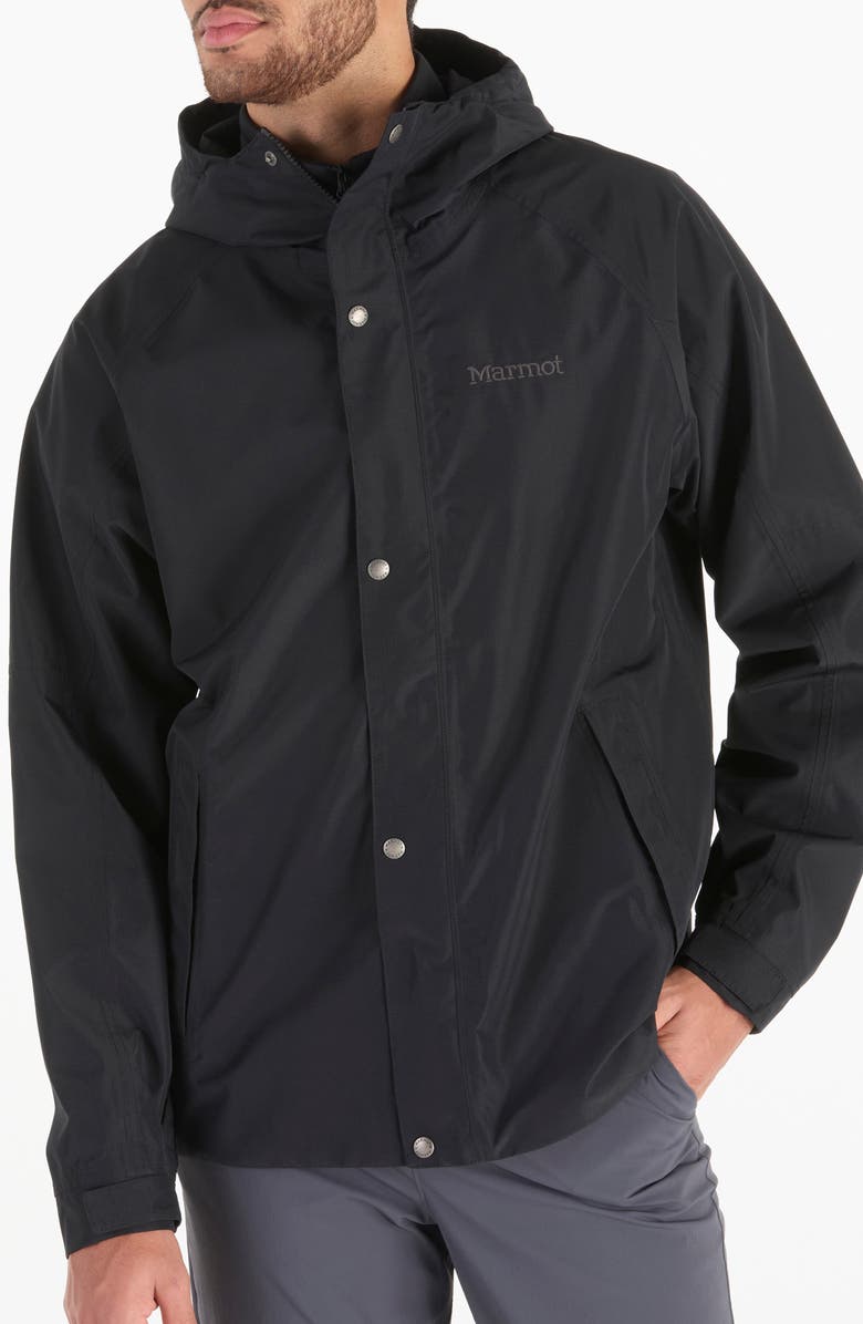 Marmot Cascade Waterproof Hooded Jacket, Main, color, Black
