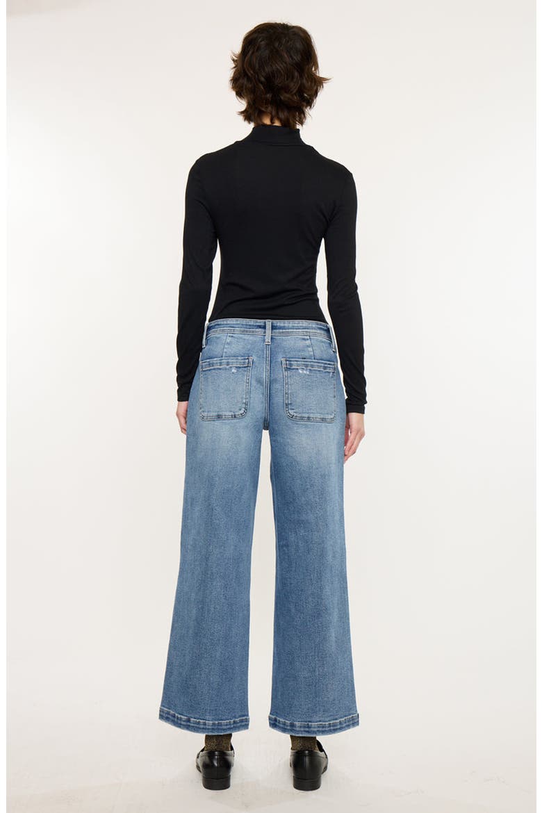 Amma Essentials Mid Rise Ankle Wide Leg Jeans, Alternate, color, Medium Dark Wash