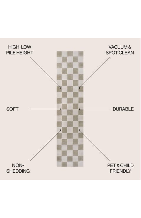 Thea Modern Geometric Checkerboard High-Low Area Rug