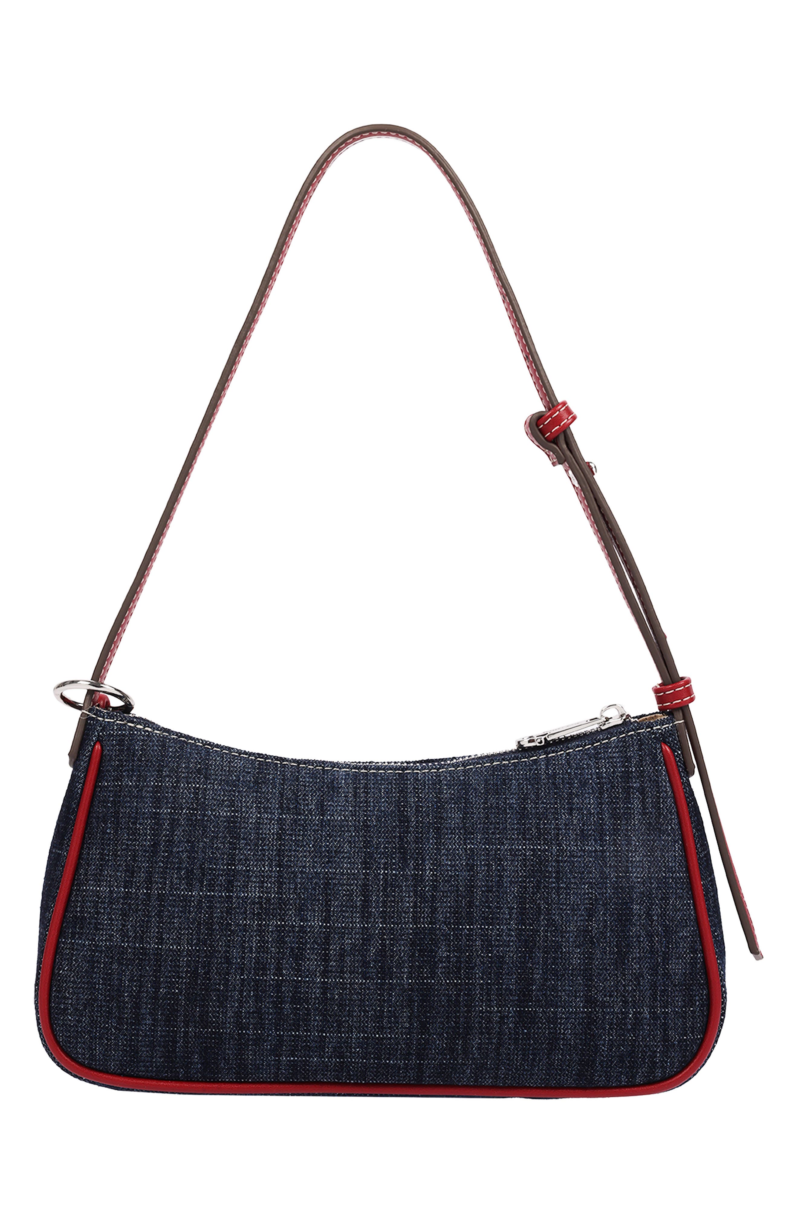 Bling Logo Denim Shoulder Bag, Alternate, color, RED