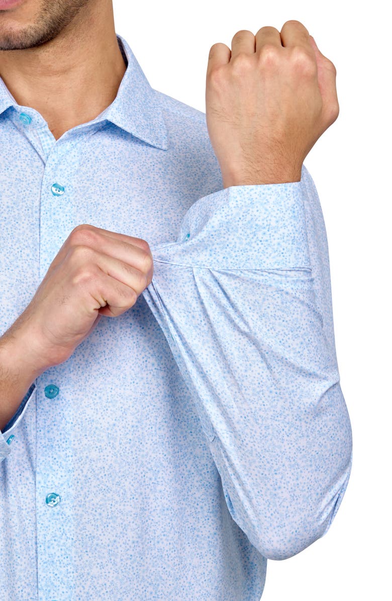 W.R.K Slim Fit Ditsy Floral Performance Dress Shirt, Alternate, color, Light Blue