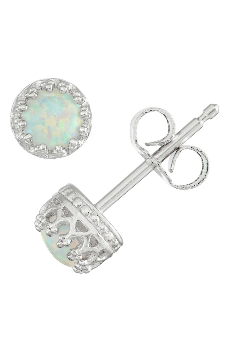 FZN Sterling Silver Stone Crown Stud Earrings, Main, color, Opal