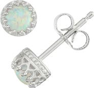 FZN Sterling Silver Stone Crown Stud Earrings