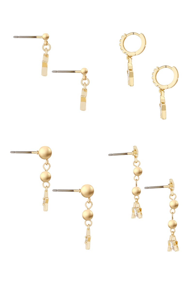 4-Pack Star Drop Earrings, Alternate, color, GOLD