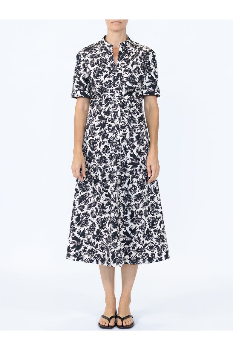 Noor Short sleeve shirtdress Flora, Alternate, color, Black/White