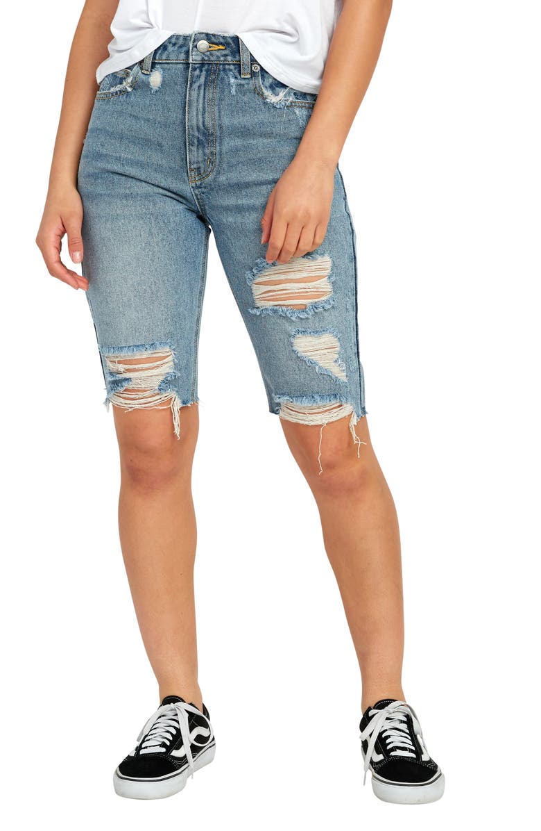 RVCA Off Road Ripped Denim Bermuda Shorts, Main, color, 