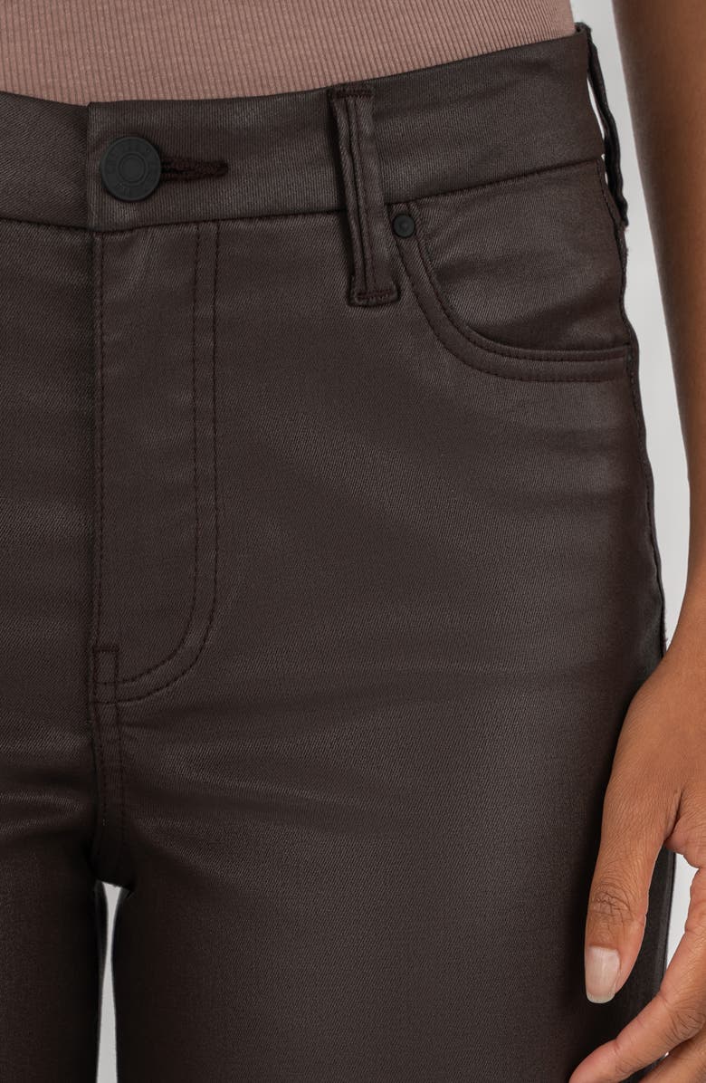 KUT from the Kloth Meg Coated High Waist Wide Leg Ankle Jeans, Alternate, color, Chocolate