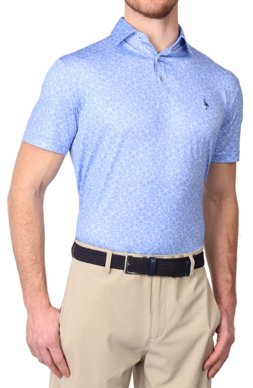 Shop Tailorbyrd Overlapping Flowers Performance Polo In Blue