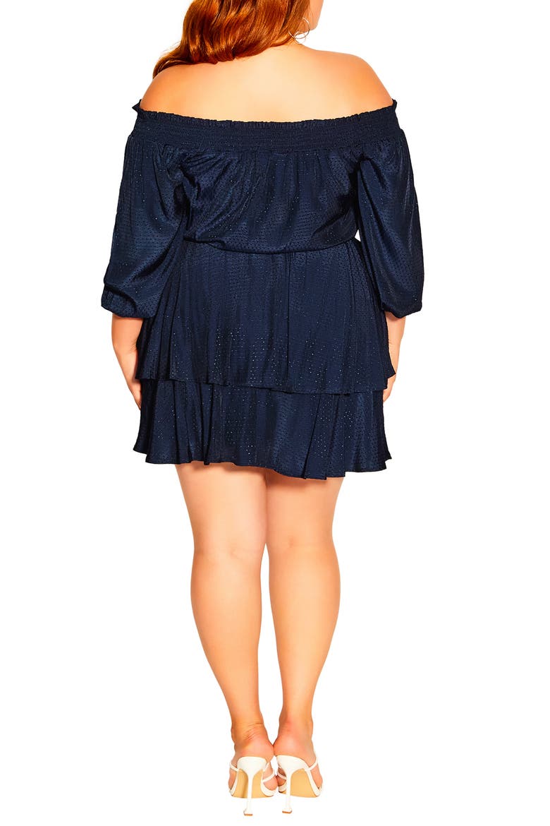 Maya Metallic Off the Shoulder Dress, Alternate, color, NAVY