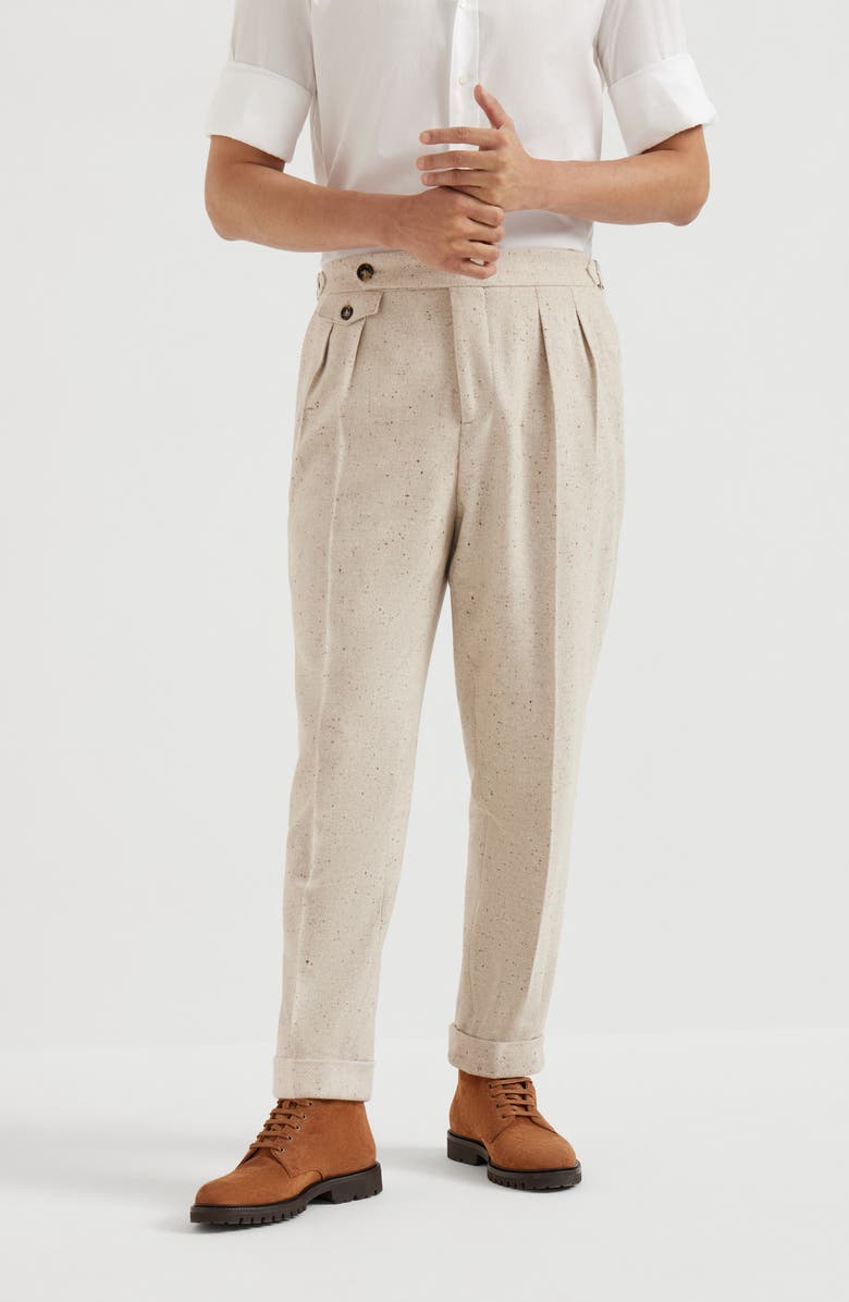 Brunello Cucinelli Diagonal twill trousers, Alternate, color, Buff