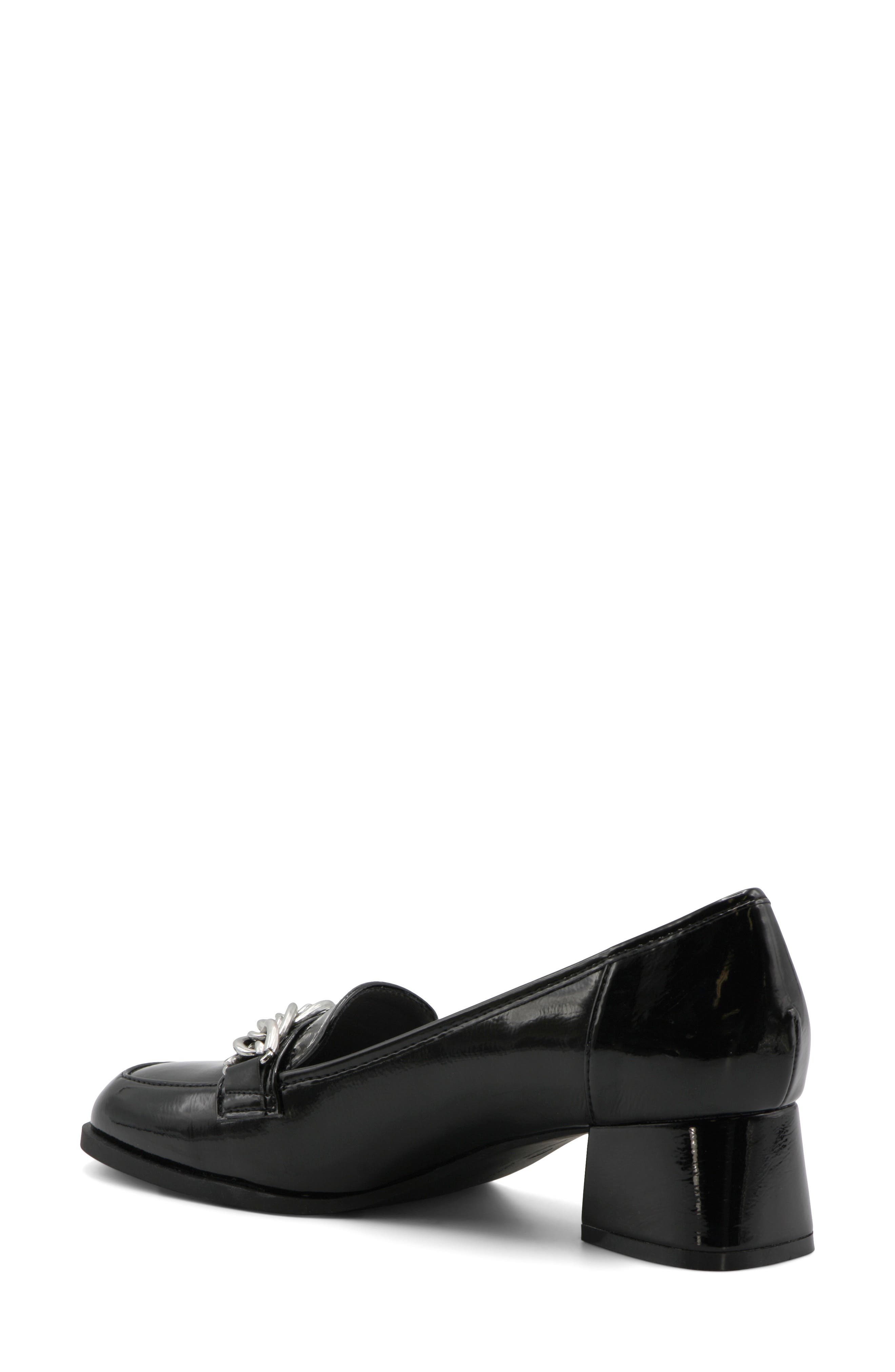 Adrienne Vittadini Breeze Chain Loafer Pump, Alternate, color, Black Pat