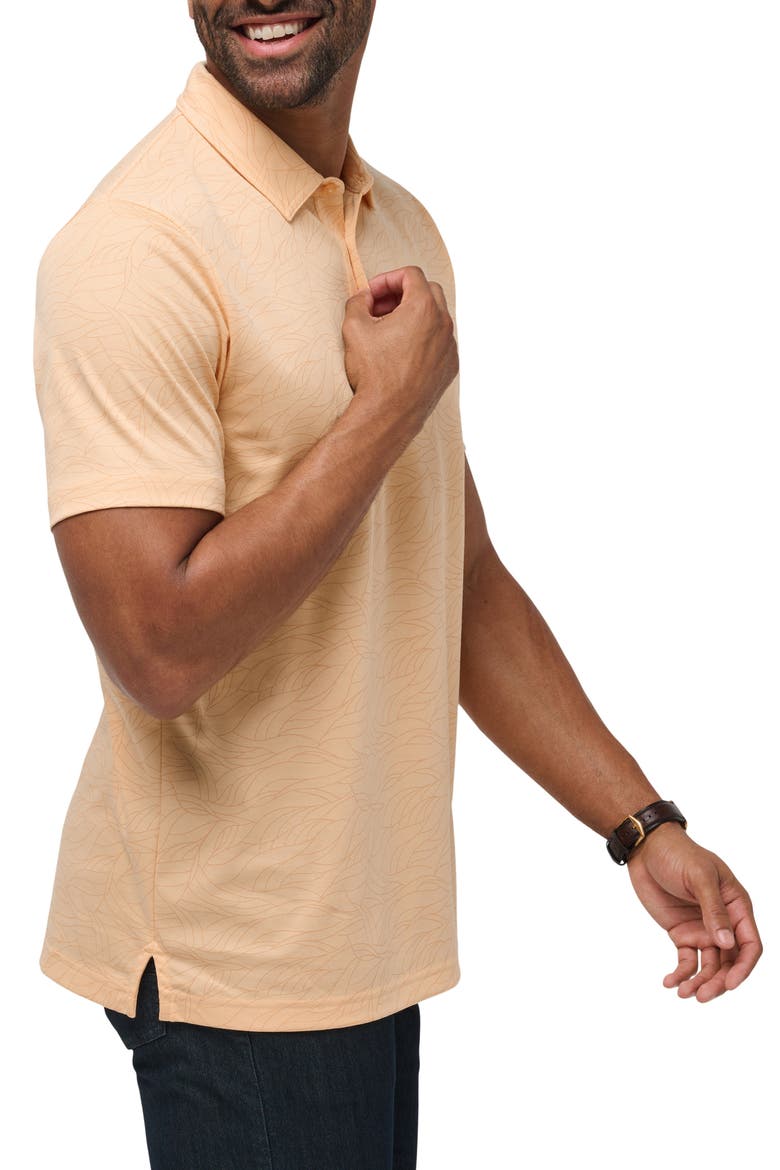 Guiding Light Leaf Print Cotton Blend Polo, Alternate, color, APRICOT