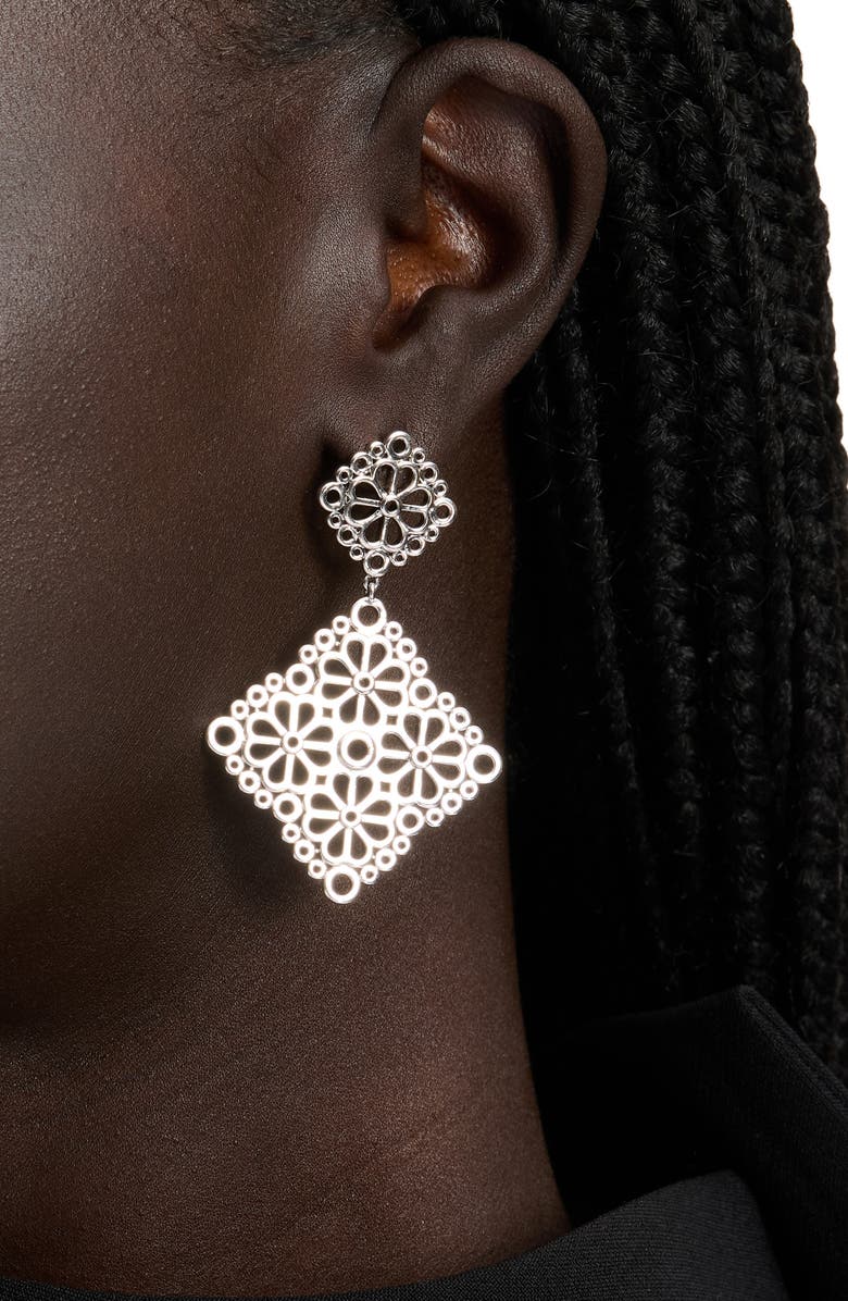Kate Spade New York spade flower lace drop earrings, Alternate, color, Silver