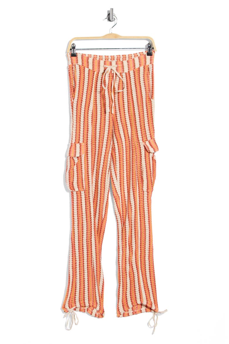 Elodie Striped Cover-Up Cargo Pants, Main, color, LIGHT PASTEL ORANGE