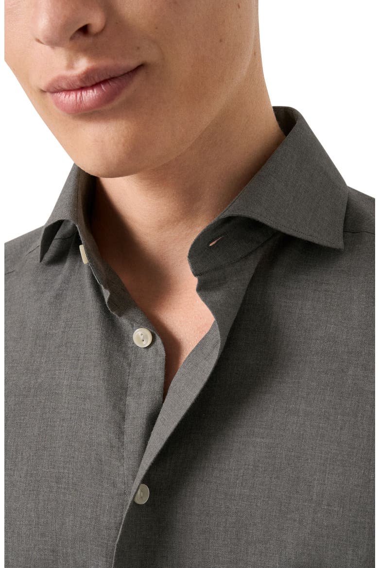 Contemporary Fit Flannel Dress Shirt, Alternate, color, DARK GREY