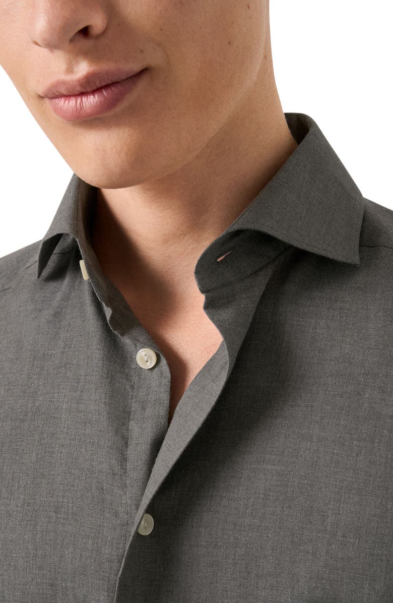 Eton Contemporary Fit Flannel Dress Shirt, Alternate, color, Dark Grey