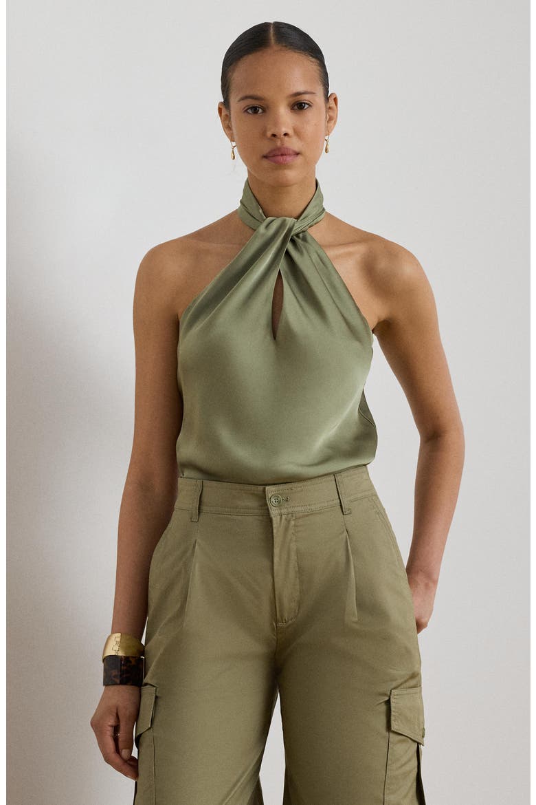 Twist Front Sleeveless Top, Alternate, color, LIGHT AGAVE GREEN