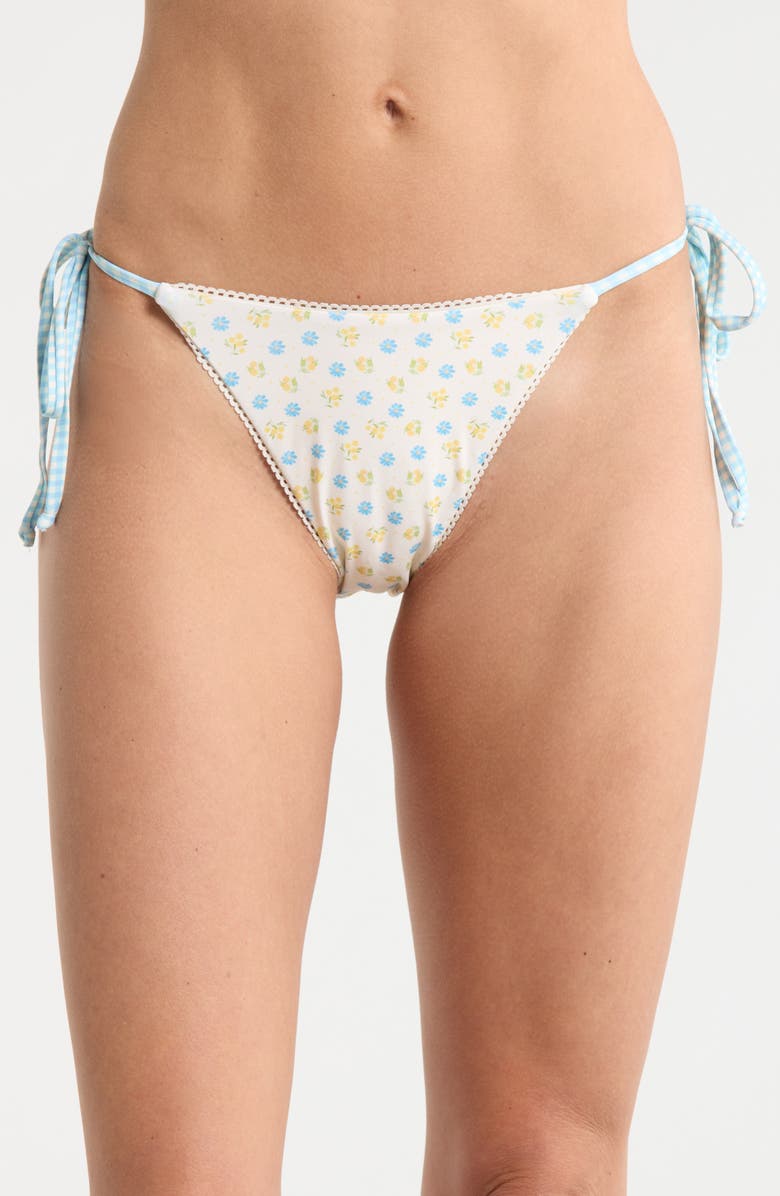 Dippin Daisys Valentina Side Tie Bikini Bottoms, Main, color, Meadow/ Blue Gingham