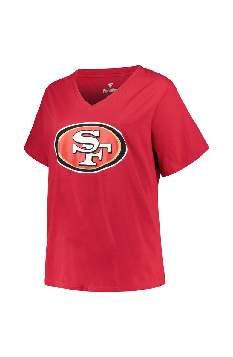 FANATICS Women's Brock Purdy Scarlet San Francisco 49ers Plus Size Fair Catch Name & Number V-Neck T-Shirt, Alternate, color, 