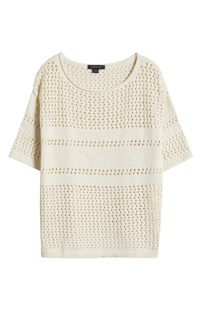 Sanctuary Short Sleeve Open Stitch Cotton Sweater, Alternate, color, Macrame