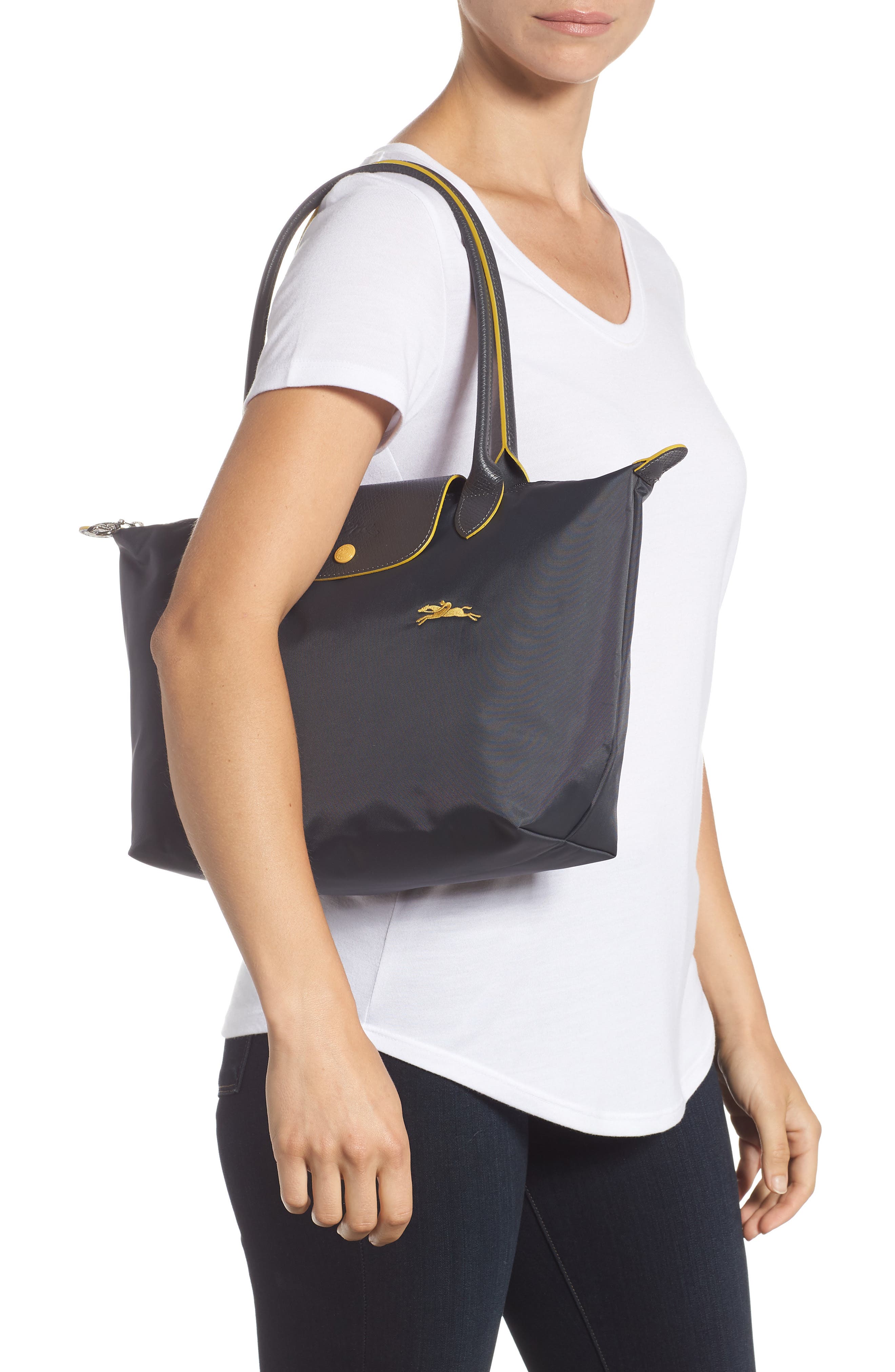 Medium Le Pliage Club Shoulder Tote, Alternate, color, GUNMETAL