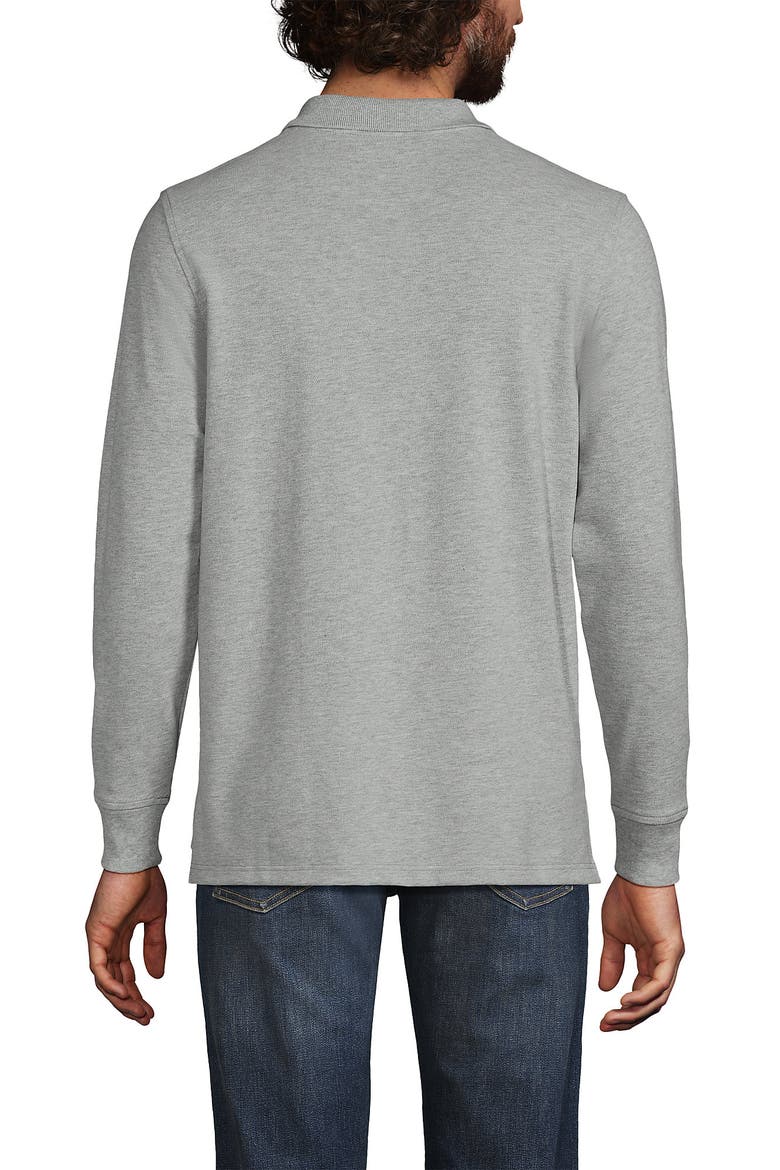 School Uniform Young  Long Sleeve Mesh Polo Shirt, Alternate, color, Gray Heather