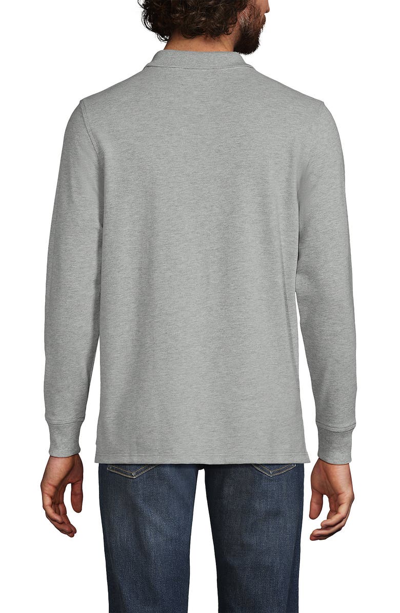 Lands' End School Uniform Young Long Sleeve Mesh Polo Shirt, Alternate, color, Gray Heather