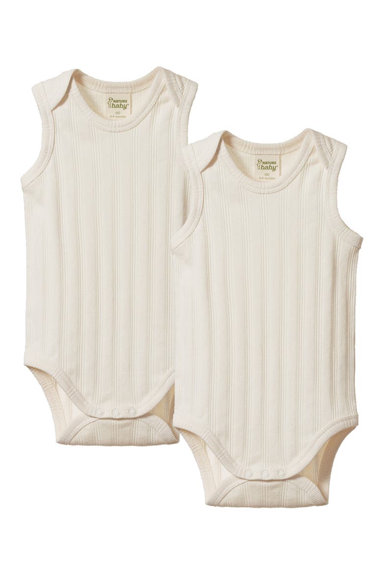 2-Pack Sleeveless Organic Cotton Bodysuits, Main, color, NATURAL